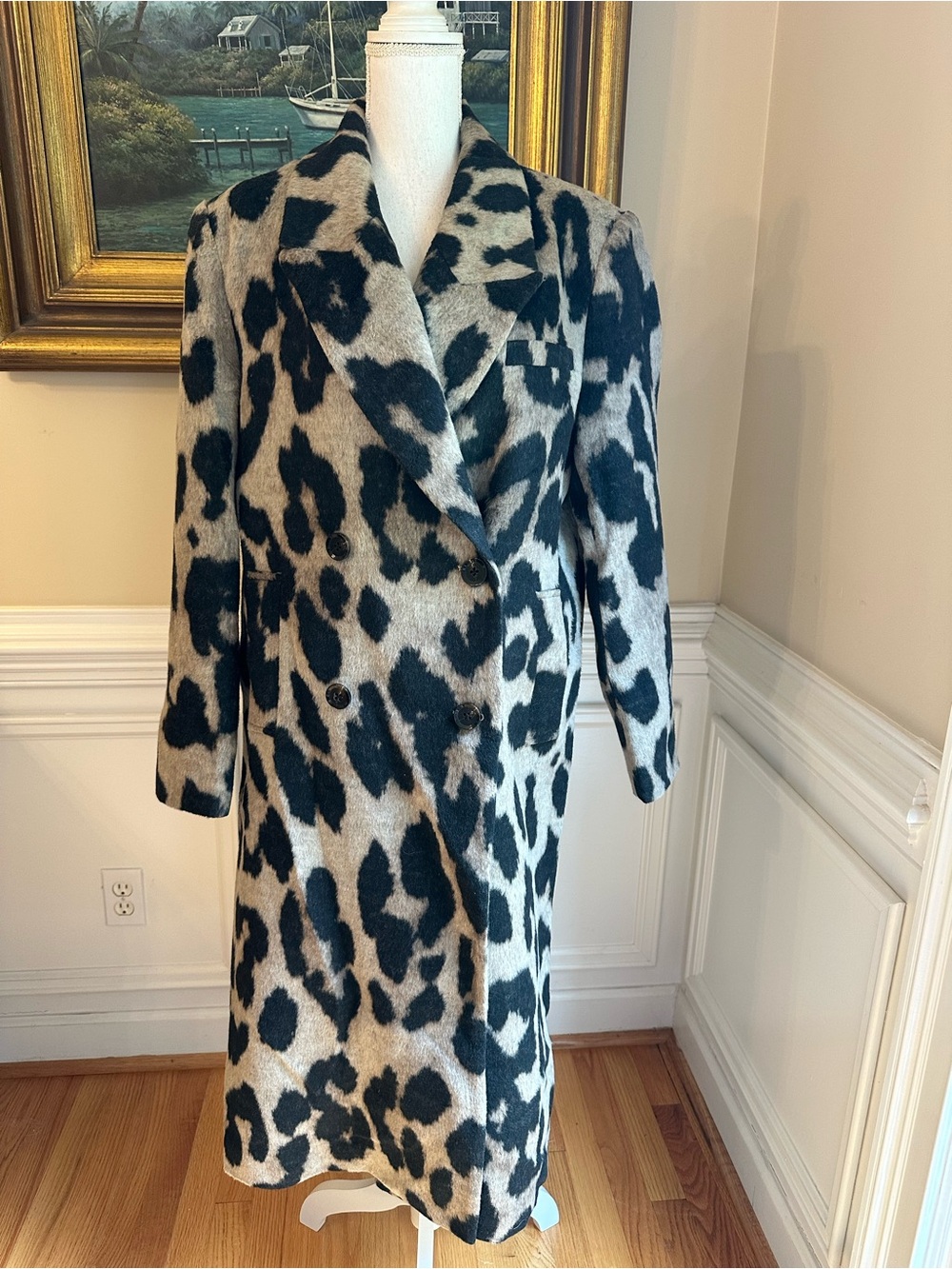 COMMENSE Wool blend Leopard Print Coat NWT - Picture 4 of 11